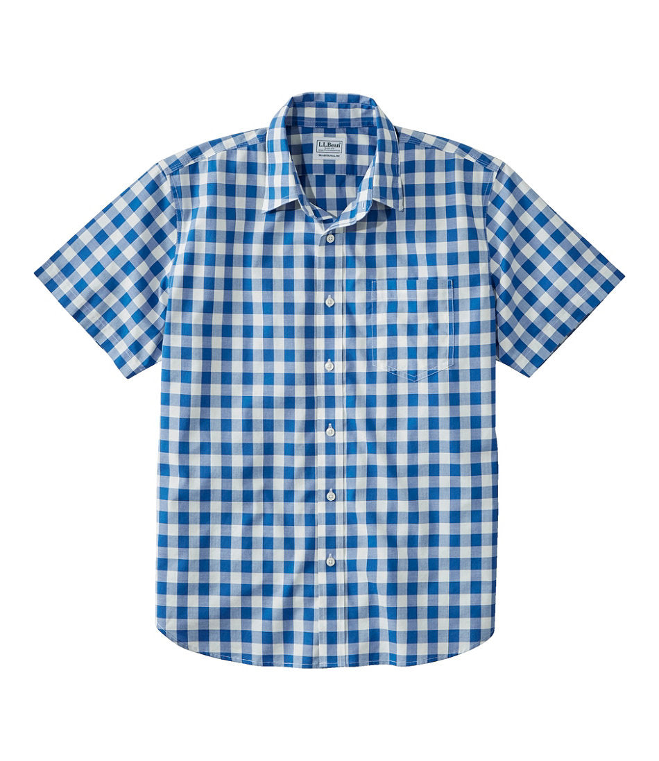 Men's Bean's Wrinkle-Free Everyday Shirt Plaid Traditional Untucked Fit Short-Sleeve