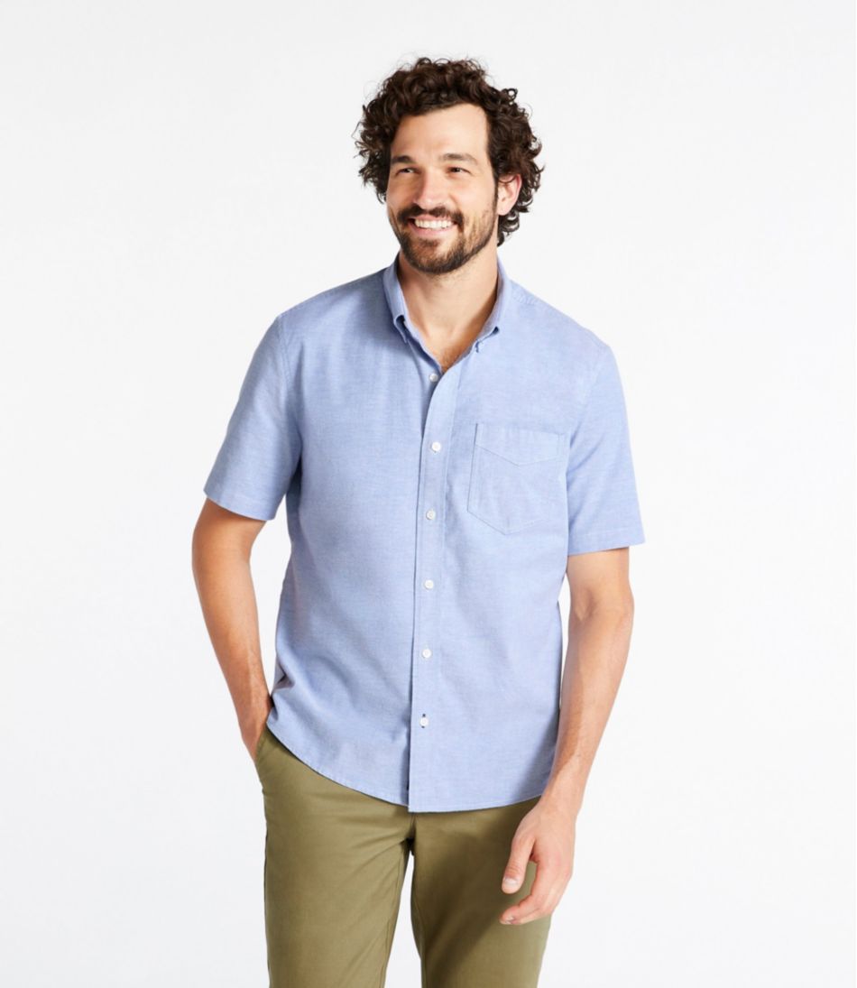 Men's Comfort Stretch® Oxford Shirt Slightly Fitted Untucked Fit Short-Sleeve
