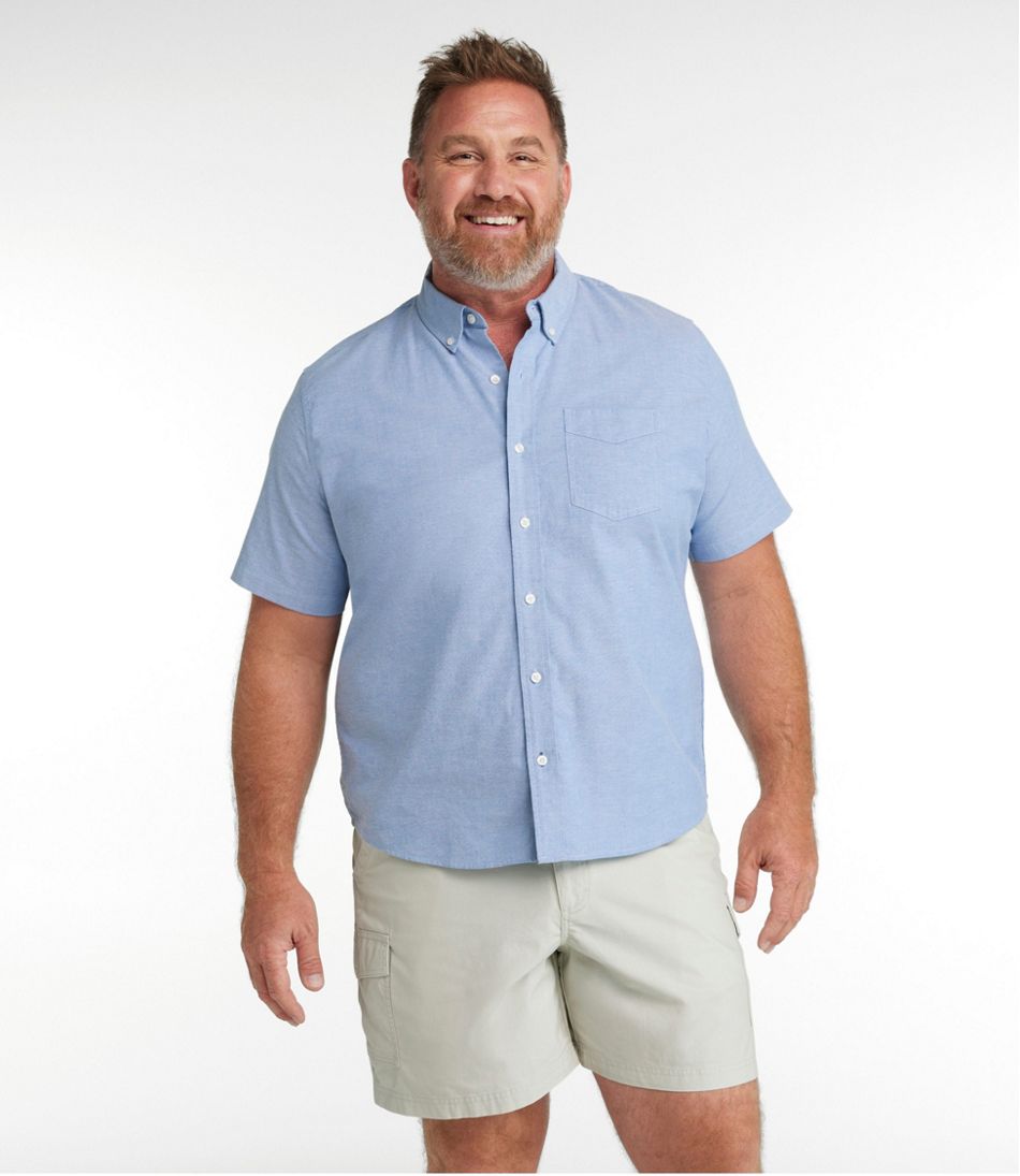 Men's Comfort Stretch® Oxford Shirt Slightly Fitted Untucked Fit Short-Sleeve