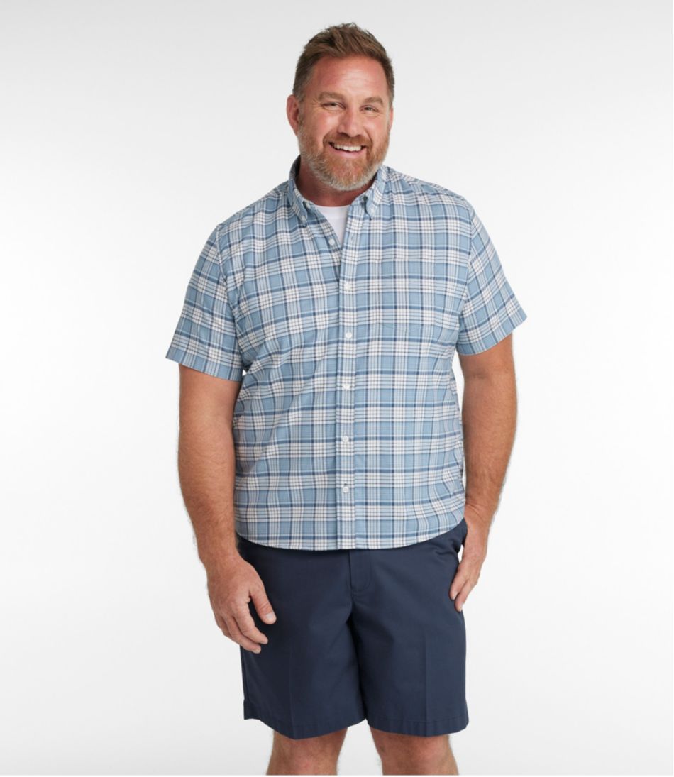Men's Comfort Stretch® Oxford Slightly Fitted Untucked Fit Short-Sleeve Plaid