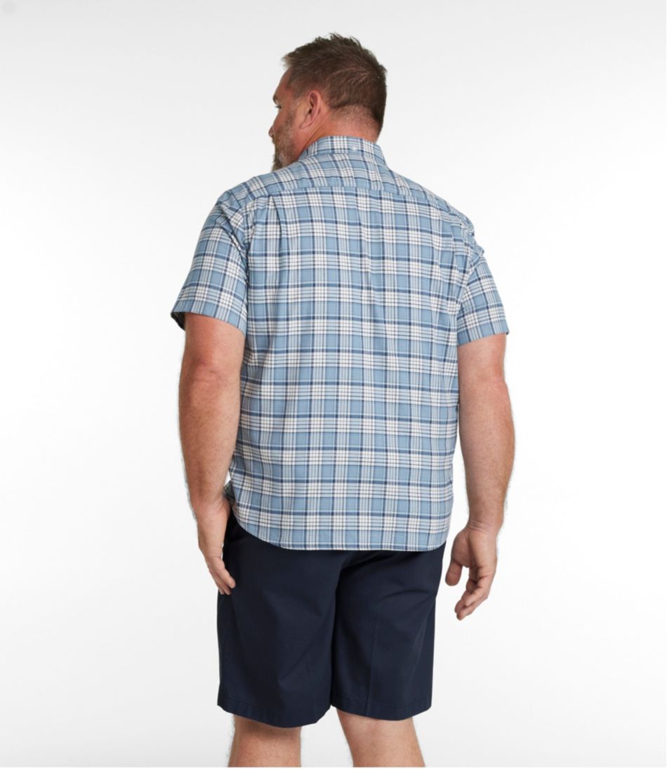 Men's Comfort Stretch® Oxford Slightly Fitted Untucked Fit Short-Sleeve Plaid