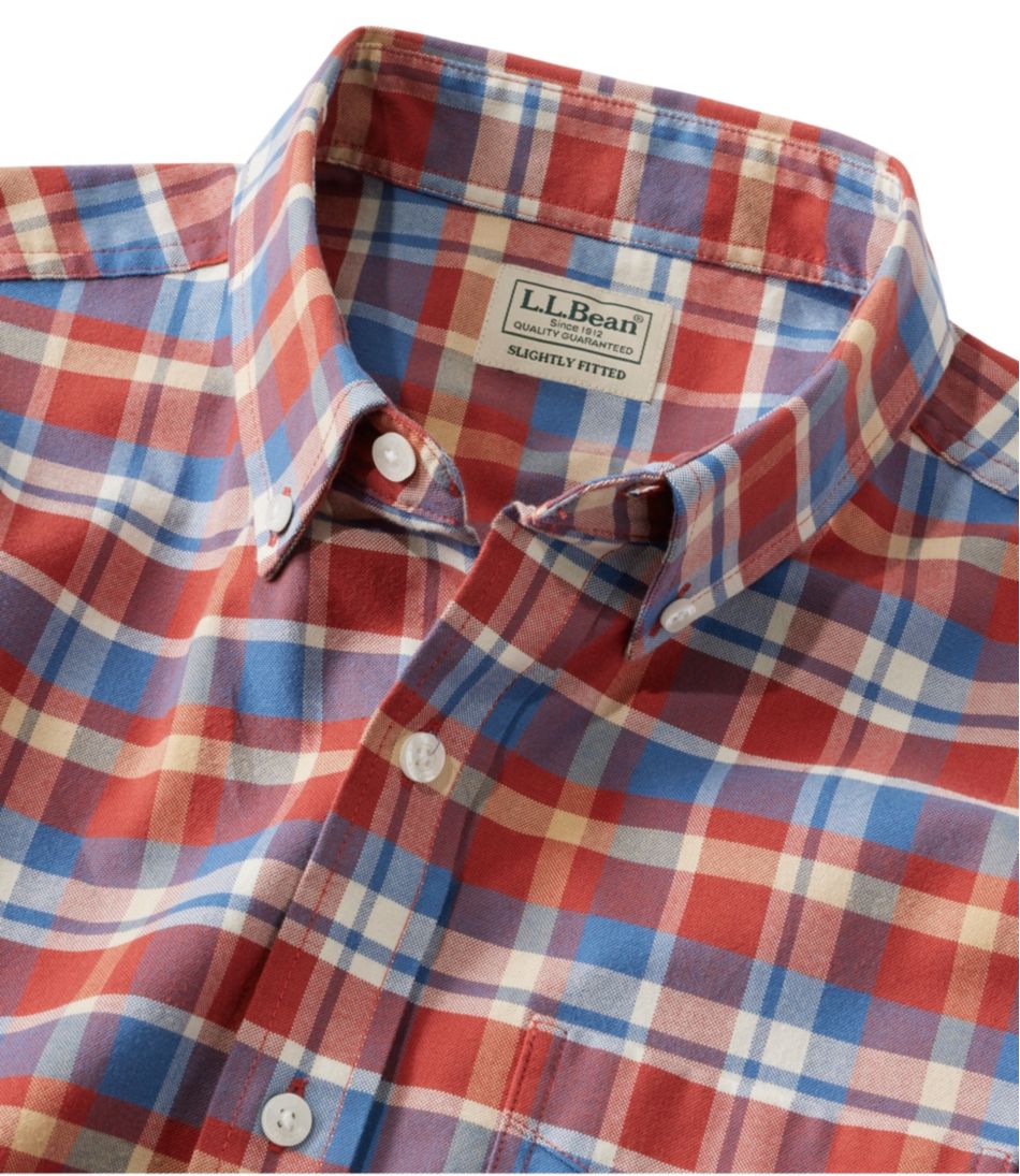 Men's Comfort Stretch® Oxford Slightly Fitted Untucked Fit Short-Sleeve Plaid
