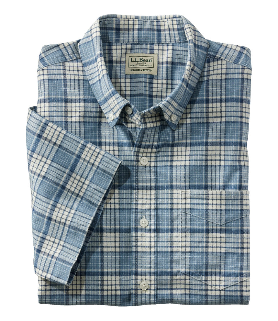 Men's Comfort Stretch® Oxford Slightly Fitted Untucked Fit Short-Sleeve Plaid