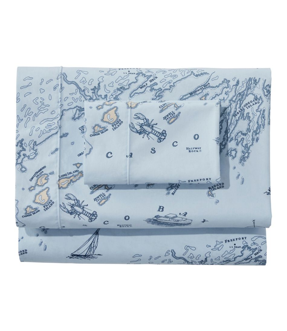 Nautical Map Percale Sheet Collection