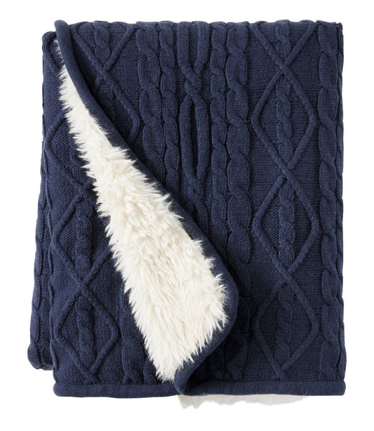 1912 Heritage Knit Faux Fur Throw, Cable
