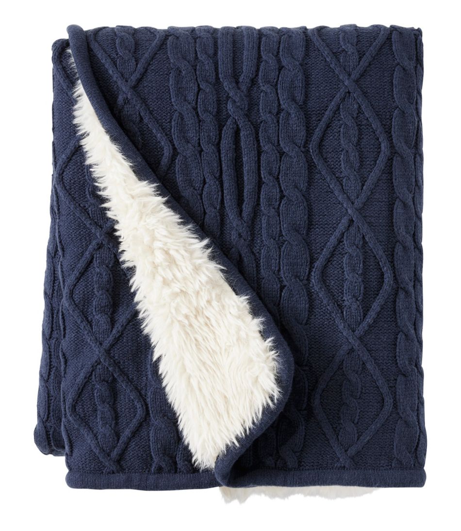 1912 Heritage Knit Faux Fur Throw Cable