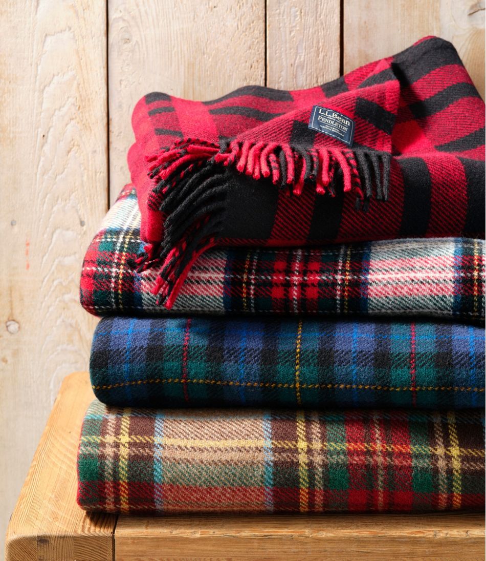 L.L.Bean Washable Wool Throw, Plaid 54" x 60"