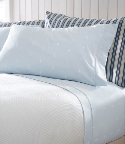 Sunwashed Percale Sheet Collection, Stamped Leaf Print