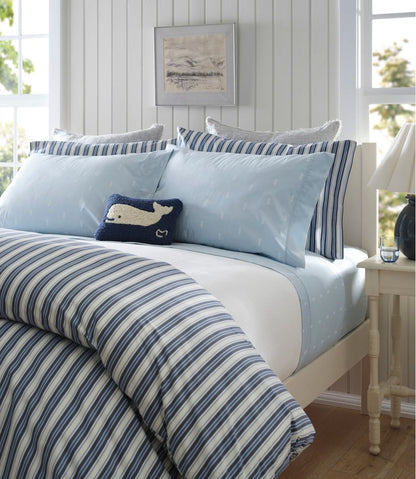 Sunwashed Percale Sheet Collection, Stamped Leaf Print