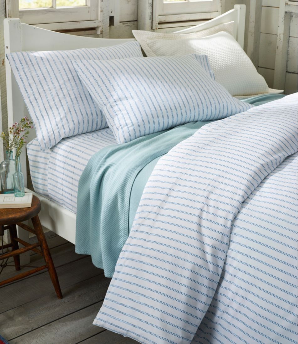 Sunwashed Percale Comforter Cover Stripe Leaf