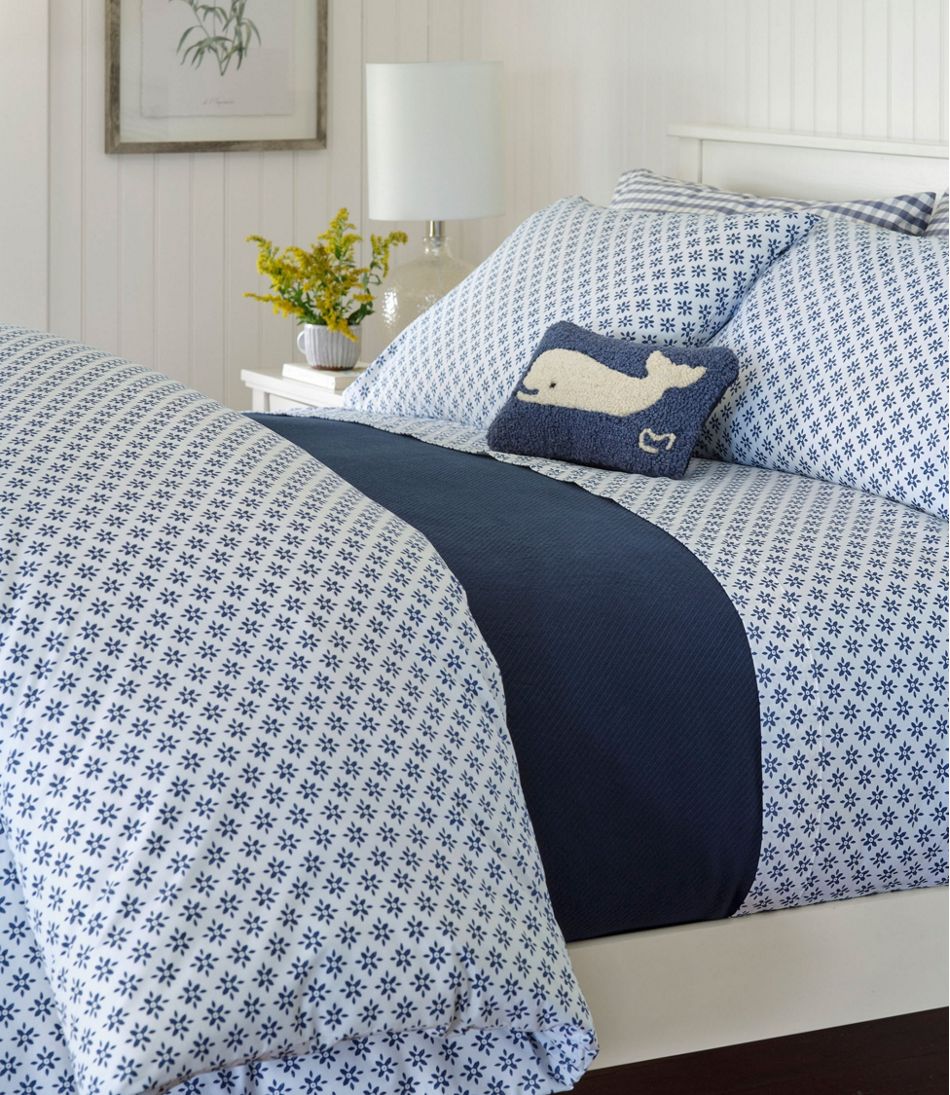 Block Floral Print Sunwashed Percale Comforter Cover