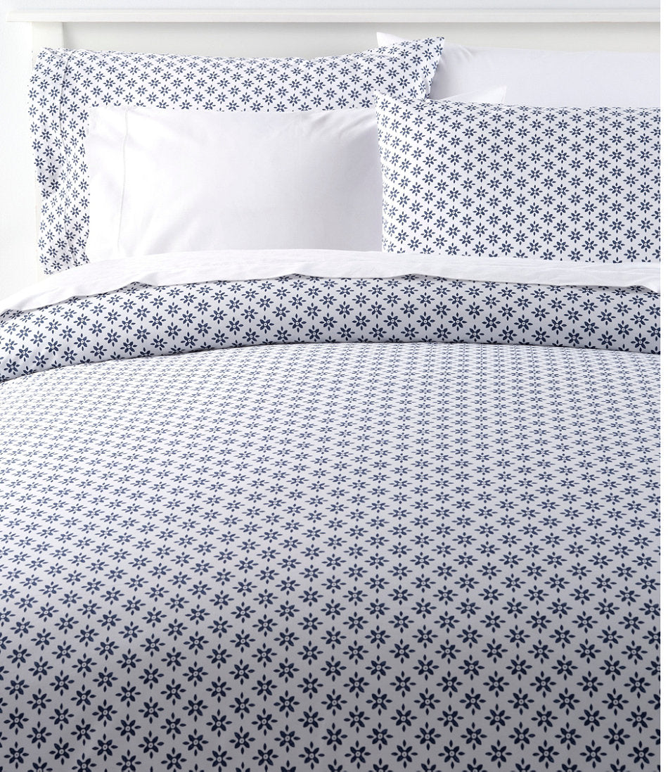 Block Floral Print Sunwashed Percale Comforter Cover