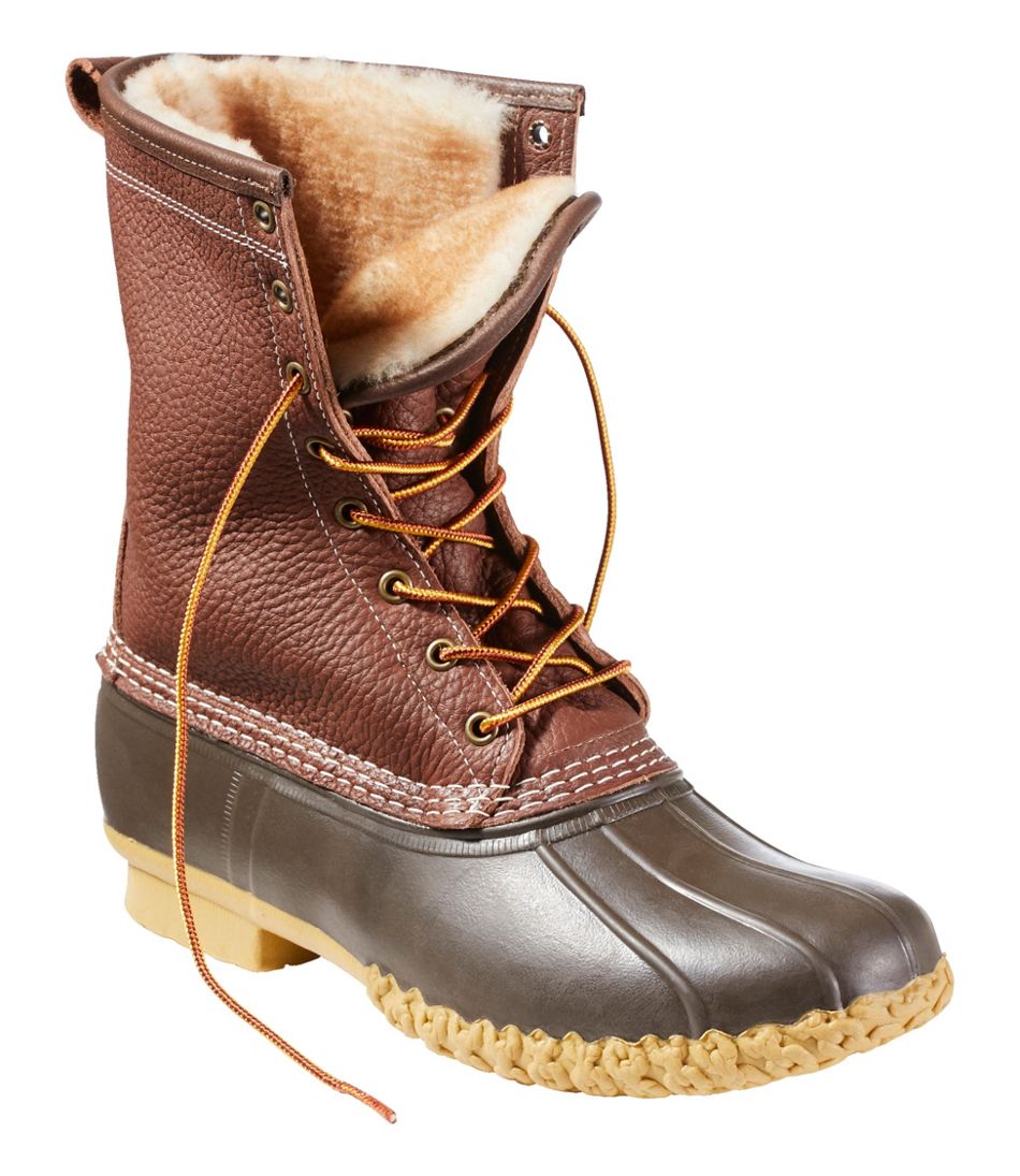 10" Shearling-Lined Tumbled Leather Men's Bean Boots