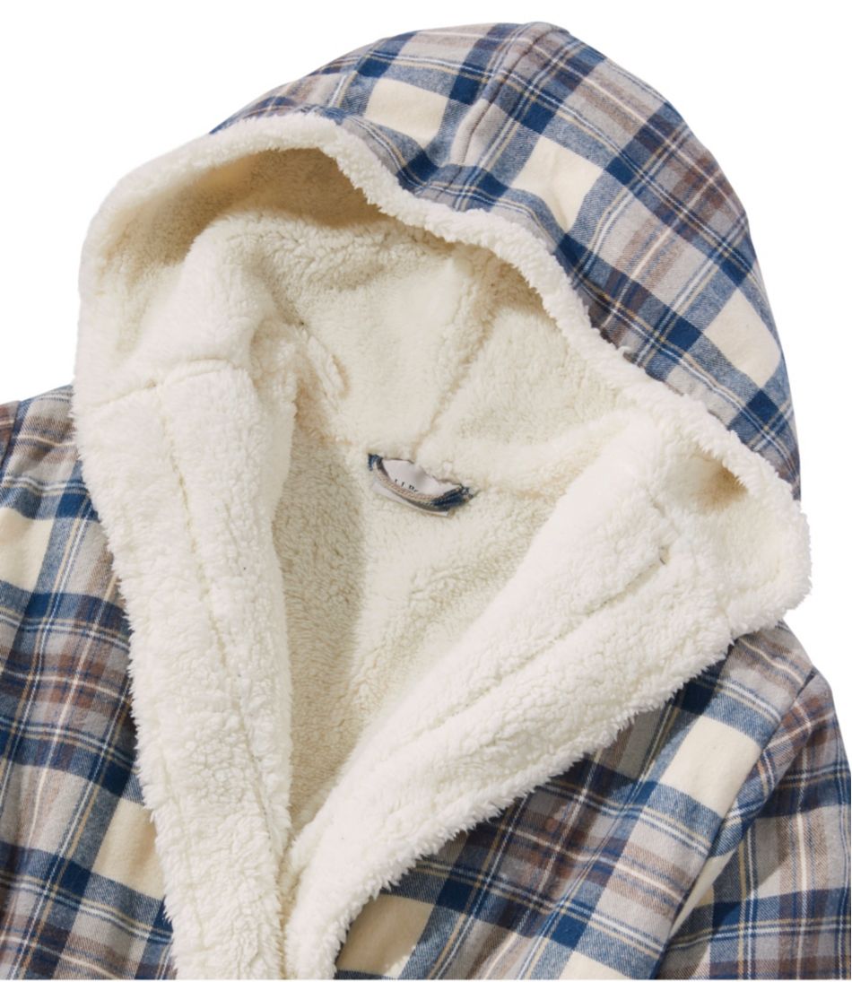 Sherpa-Lined Long Women's Scotch Plaid Flannel Robe
