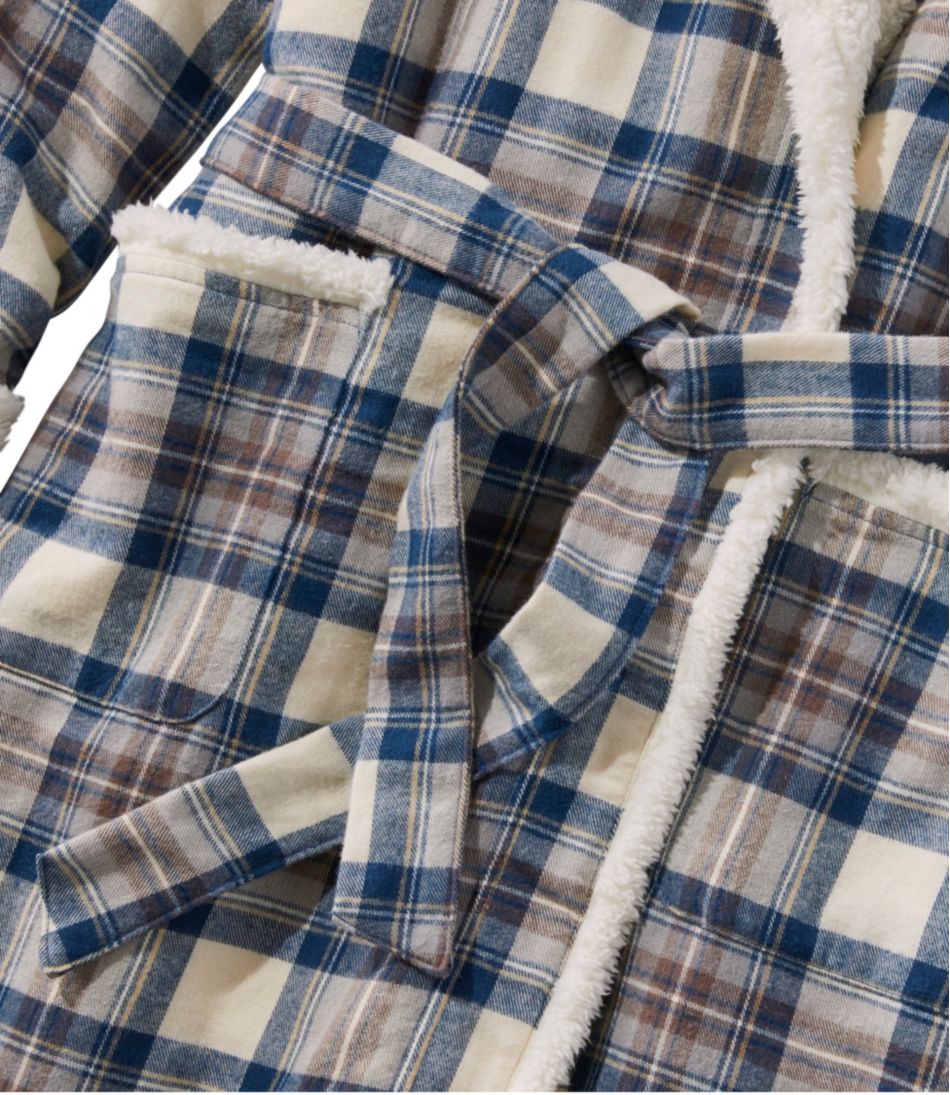 Sherpa-Lined Long Women's Scotch Plaid Flannel Robe