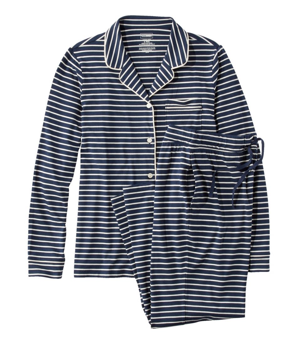 Stripe Women's Super-Soft Shrink-Free Button Front Pajama Set