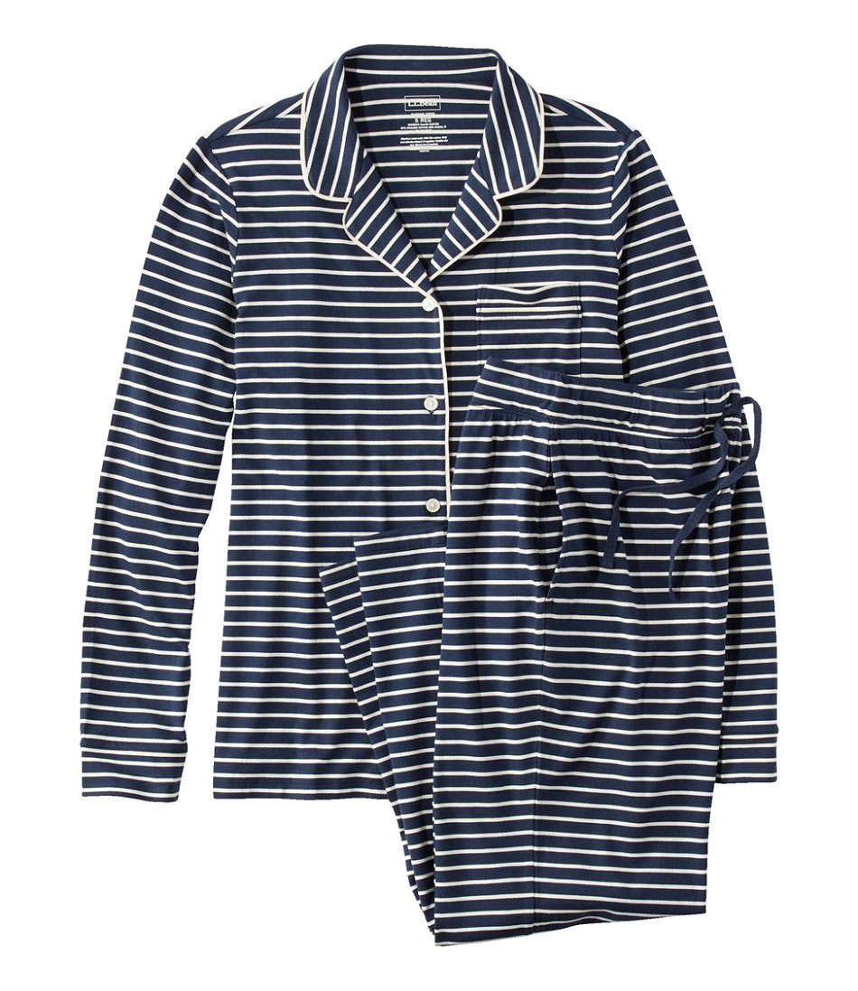 Stripe Women's Super-Soft Shrink-Free Button Front Pajama Set