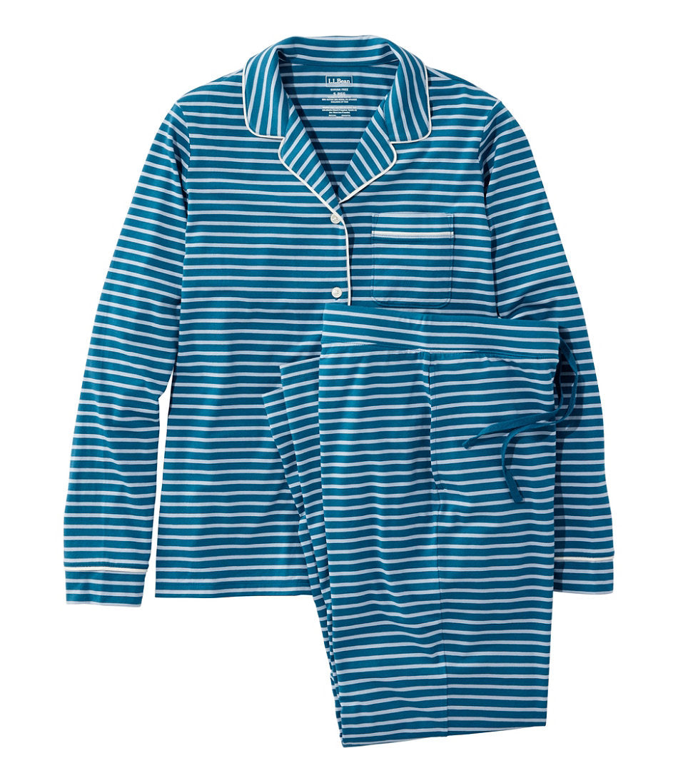 Stripe Women's Super-Soft Shrink-Free Button Front Pajama Set