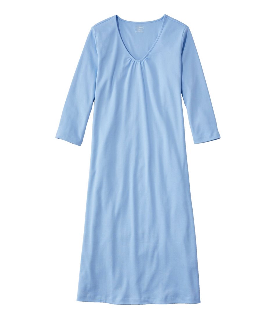 Women's Supima Cotton Nightgown V-Neck Three-Quarter-Sleeve