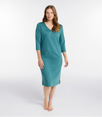 Women's Supima Cotton Nightgown V-Neck Three-Quarter-Sleeve