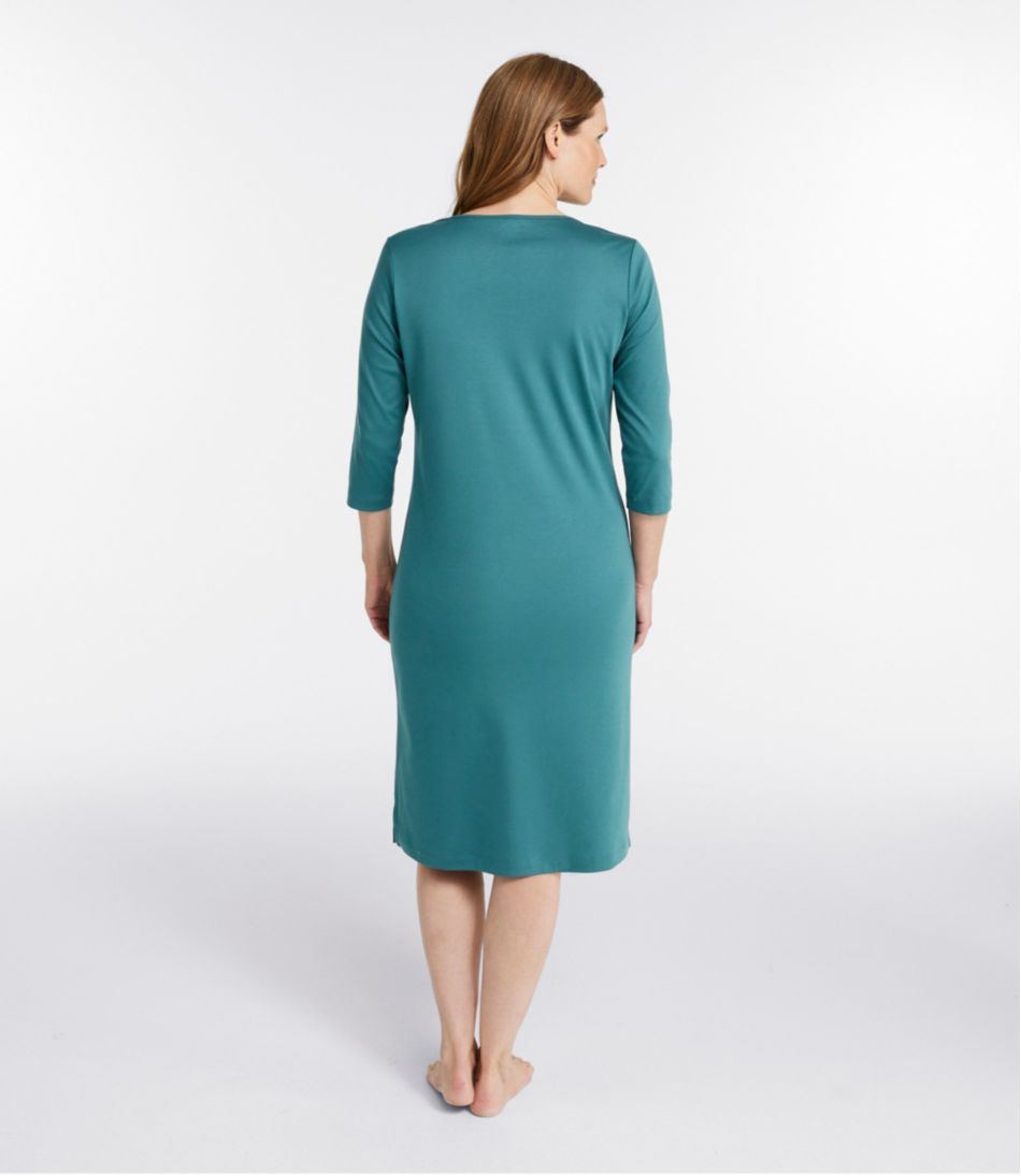 Women's Supima Cotton Nightgown V-Neck Three-Quarter-Sleeve