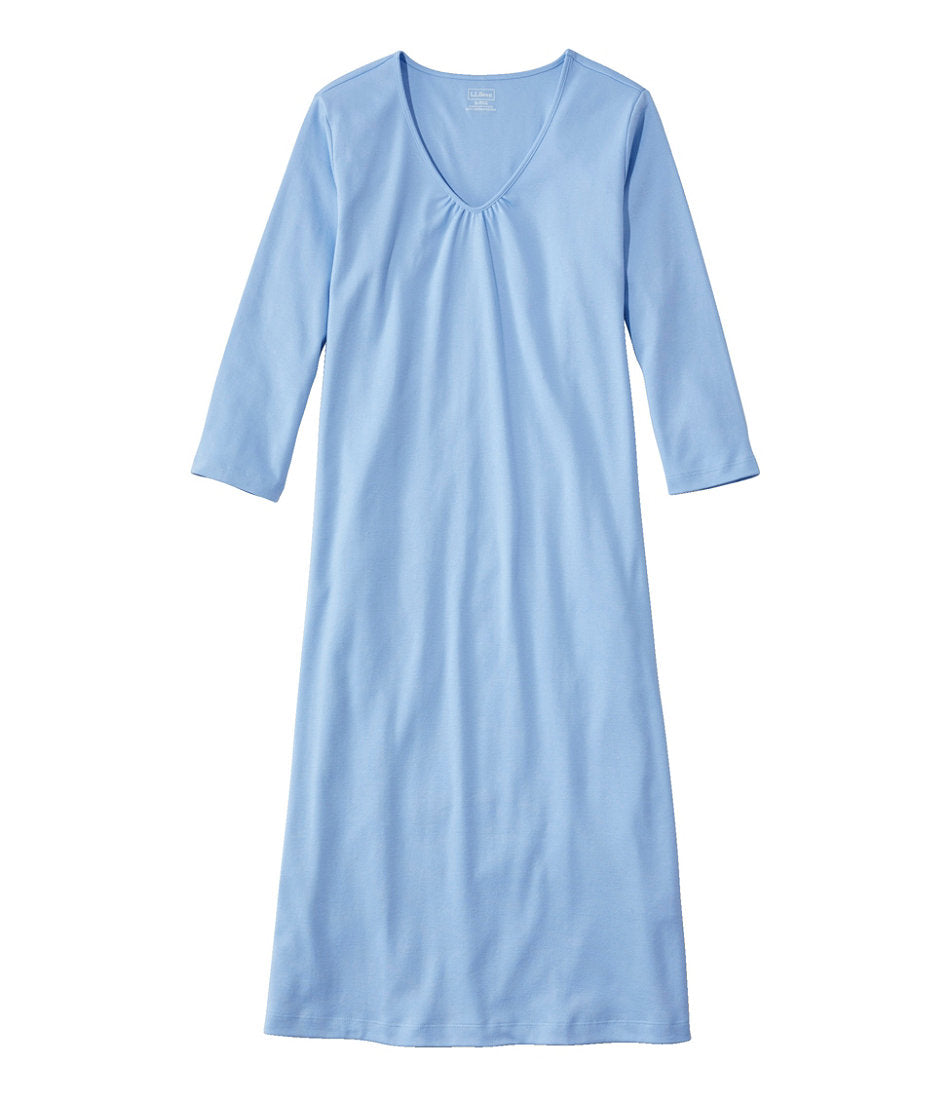 Women's Supima Cotton Nightgown V-Neck Three-Quarter-Sleeve