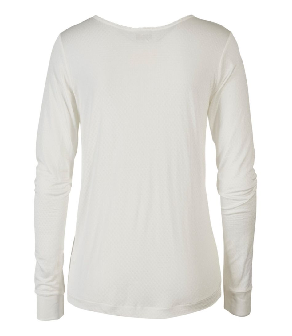 Long-Sleeve Scoopneck Women's Silk Pointelle