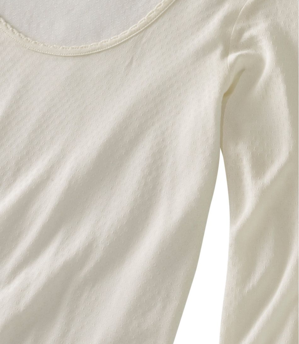 Long-Sleeve Scoopneck Women's Silk Pointelle