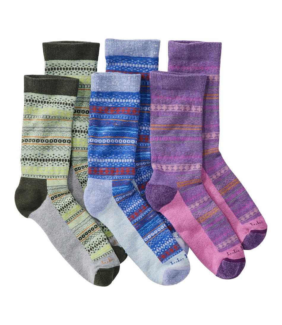 3-Pack Adults' Wicked Soft Cotton Socks Fair Isle Gift Set