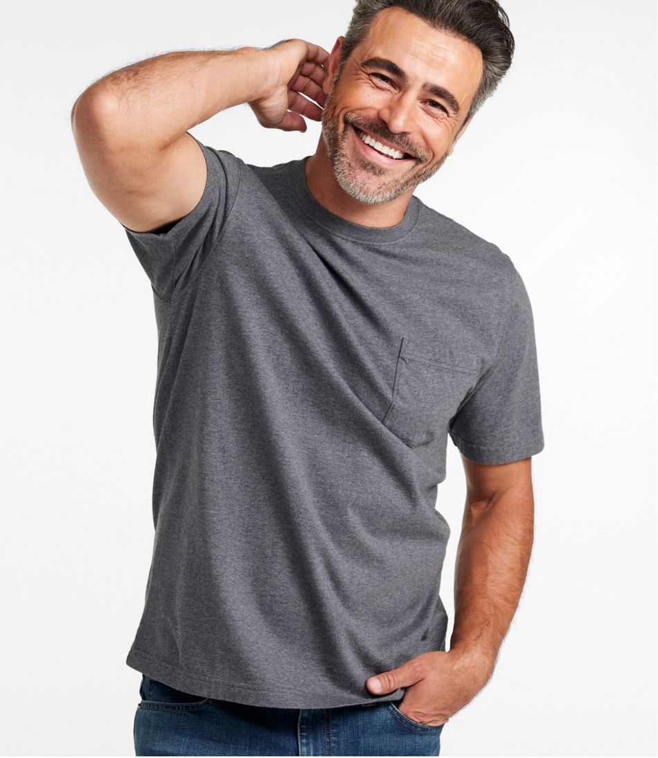 Men's Carefree Unshrinkable Tee with Pocket Traditional Fit