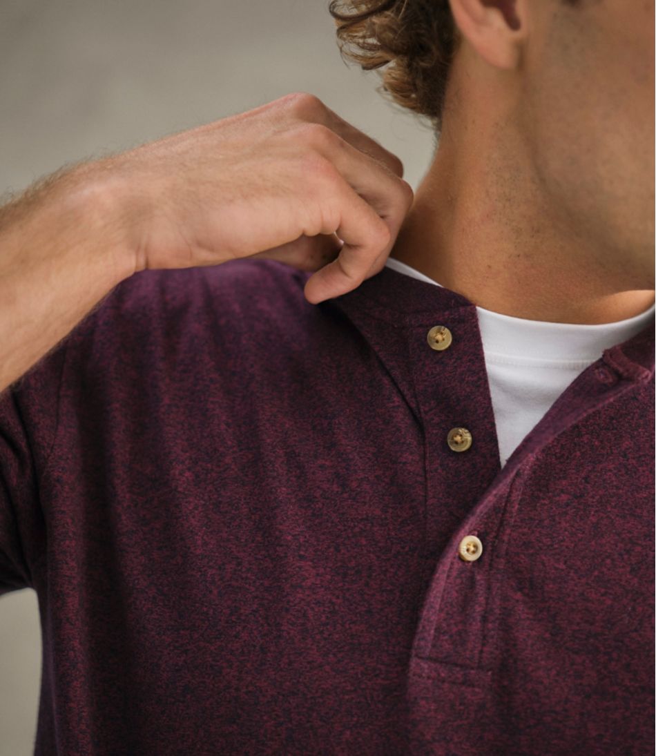 Traditional Fit Men's Carefree Unshrinkable Tee Long-Sleeve Henley