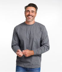 Long-Sleeve Traditional Fit Men's Carefree Unshrinkable Tee with Pocket