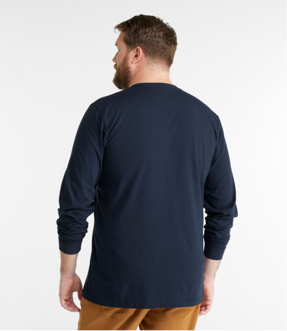 Long-Sleeve Traditional Fit Men's Carefree Unshrinkable Tee with Pocket