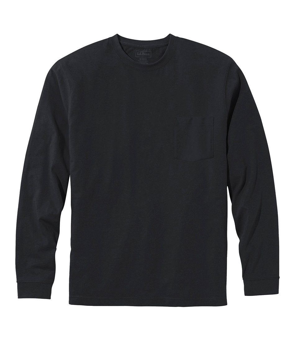 Men's Carefree Unshrinkable Tee with Pocket Traditional Fit Long-Sleeve