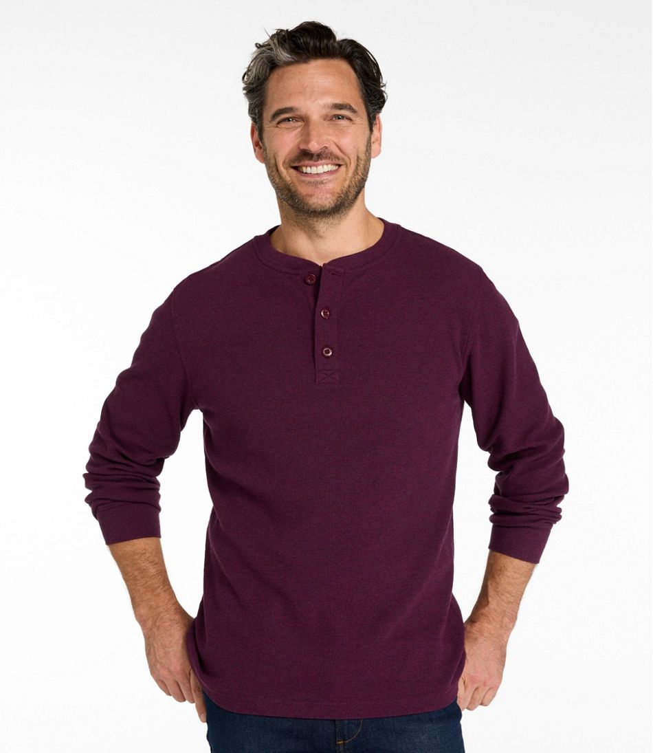 Men's Unshrinkable Mini-Waffle Henley Long-Sleeve Traditional Fit