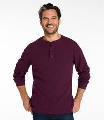 Men's Unshrinkable Mini-Waffle Henley Long-Sleeve Traditional Fit