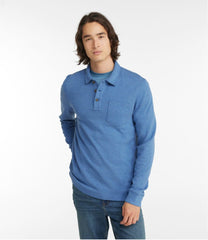 Men's Washed Cotton Double-Knit Polo Long-Sleeve