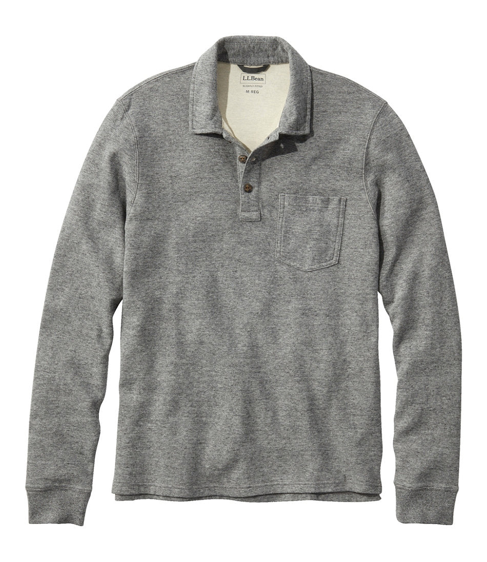 Long-Sleeve Men's Washed Cotton Double-Knit Polo
