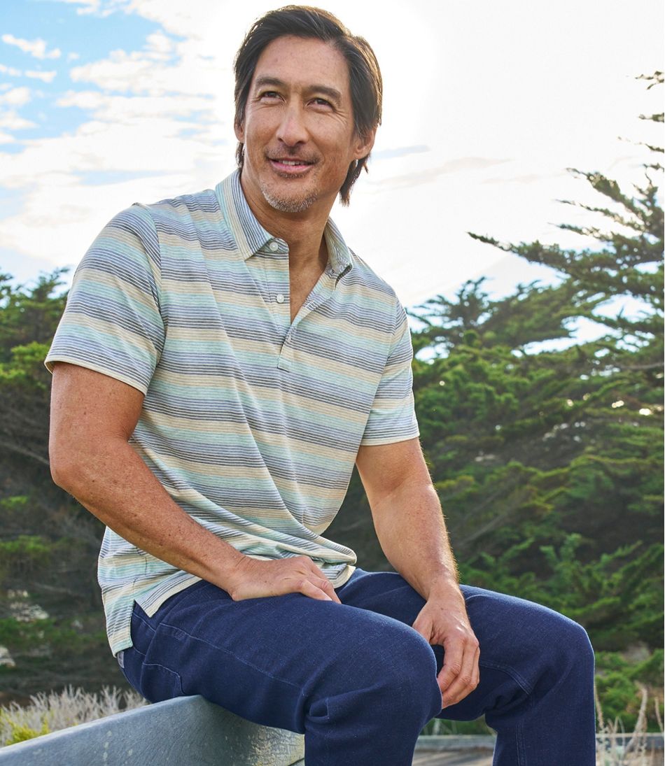Men's Comfort Stretch Performance® Pima Polo Short-Sleeve Stripe