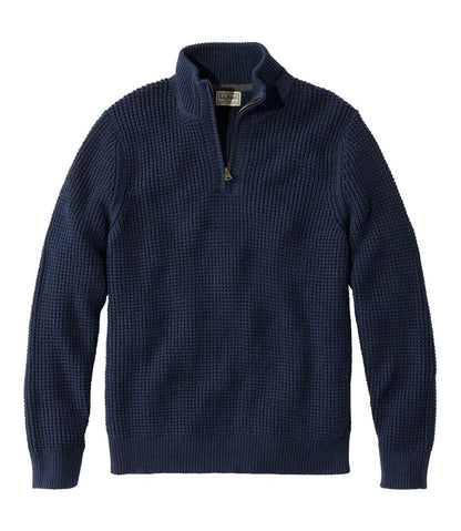 Men's Organic Cotton Waffle Sweater, Quarter Zip