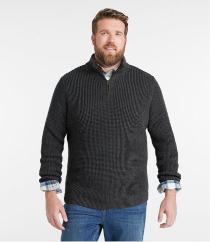 Men's Organic Cotton Waffle Sweater, Quarter Zip