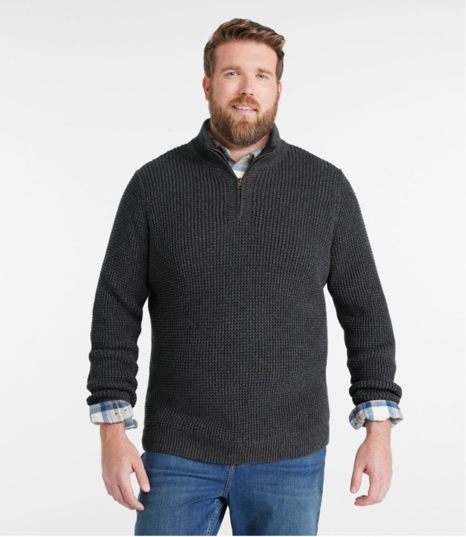 Quarter Zip Men's Organic Cotton Waffle Sweater
