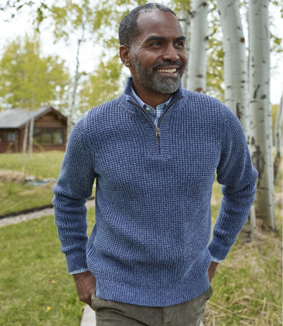 Quarter Zip Men's Organic Cotton Waffle Sweater