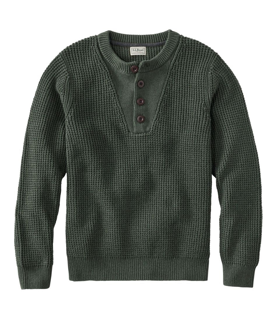 Men's L.L.Bean Organic Cotton Waffle Sweater, Henley