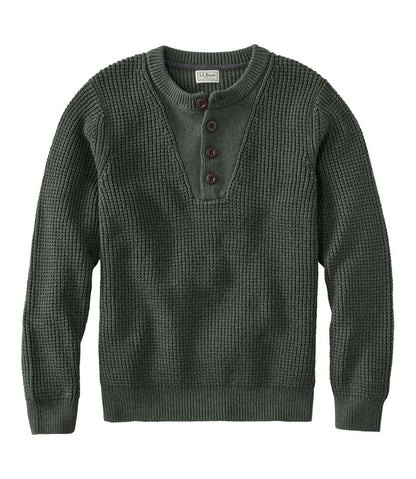 Men's L.L.Bean Organic Cotton Waffle Sweater, Henley