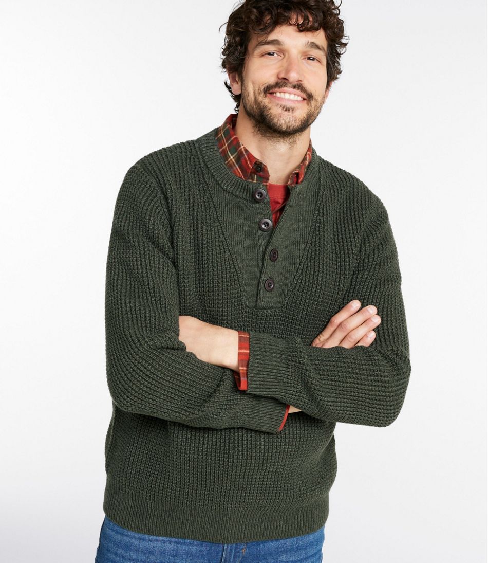 Men's L.L.Bean Organic Cotton Waffle Sweater, Henley