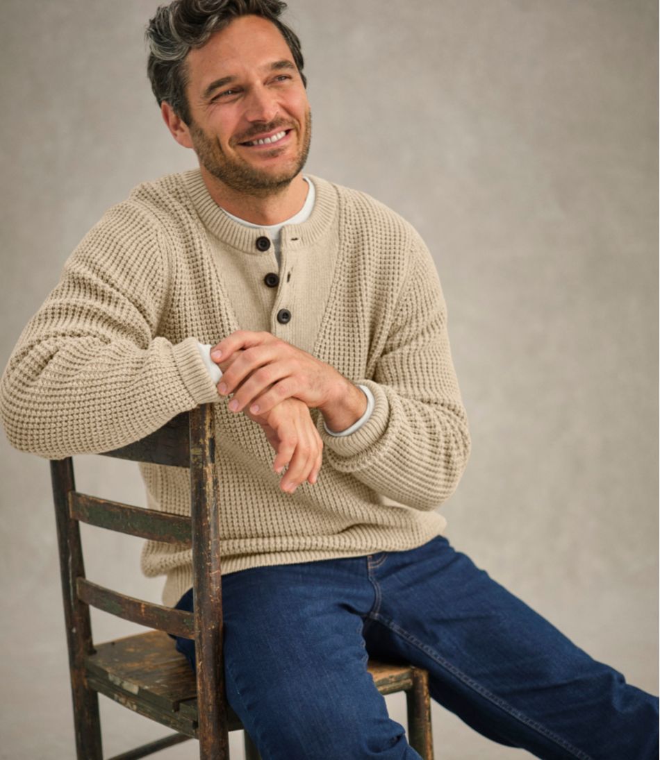 Men's L.L.Bean Organic Cotton Waffle Sweater Henley