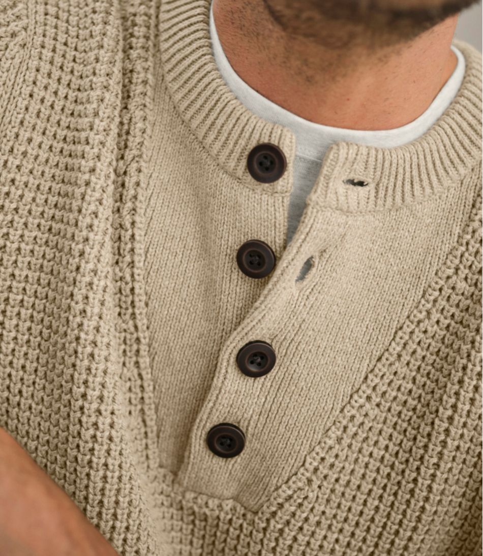 Men's L.L.Bean Organic Cotton Waffle Sweater, Henley
