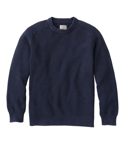 Men's Sunwashed Textured Cotton Sweater, Crewneck