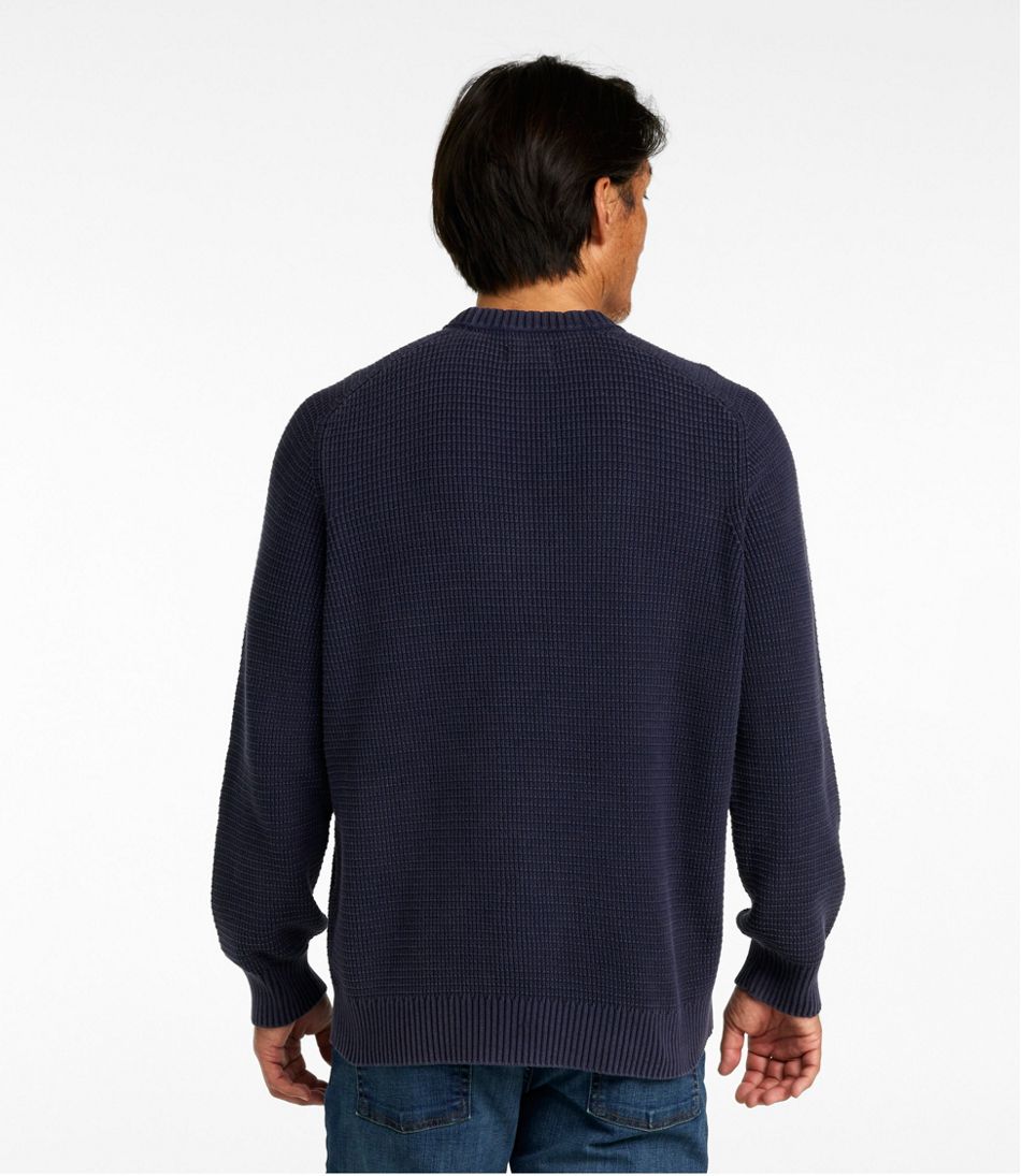 Crewneck Men's Sunwashed Textured Cotton Sweater